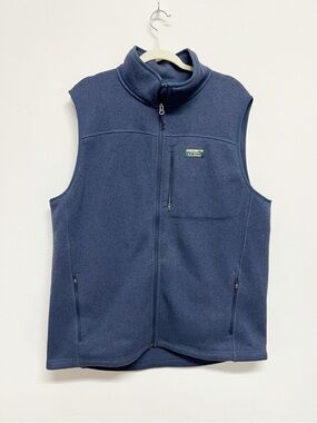 LL Bean Mens Classic Navy Slightly Fitted Fleece Full Zip Vest Size XL Tall